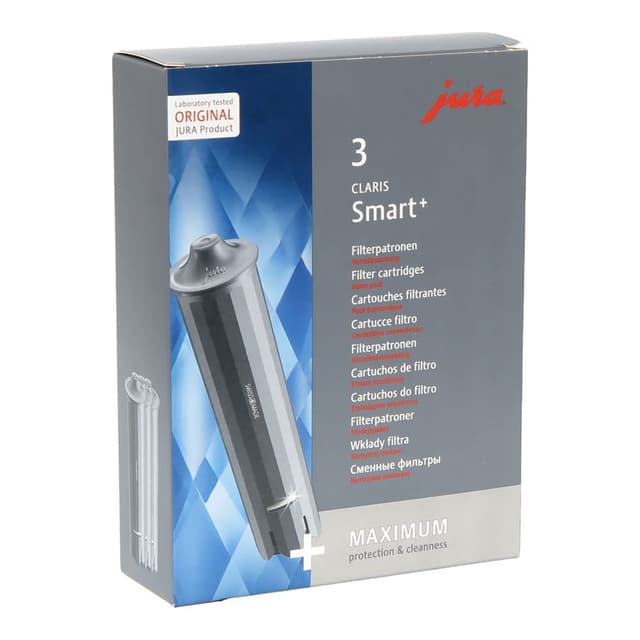 Praktisches Vorteilspack Claris Smart+ Wasserfilterpatronen passend für Jura Kaffeevollautomaten, 3er Pack
