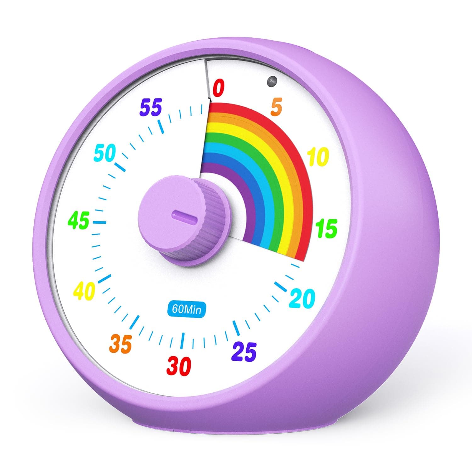 Visueller Timer für Kinder, 60-Minuten Countdown für Klassenzimmer Büro Küche, Schreibtisch Kinder Zeitmana gement Tools mit leisem Betrieb, Pomodoro Timer Regenbogenmuster (Lila)