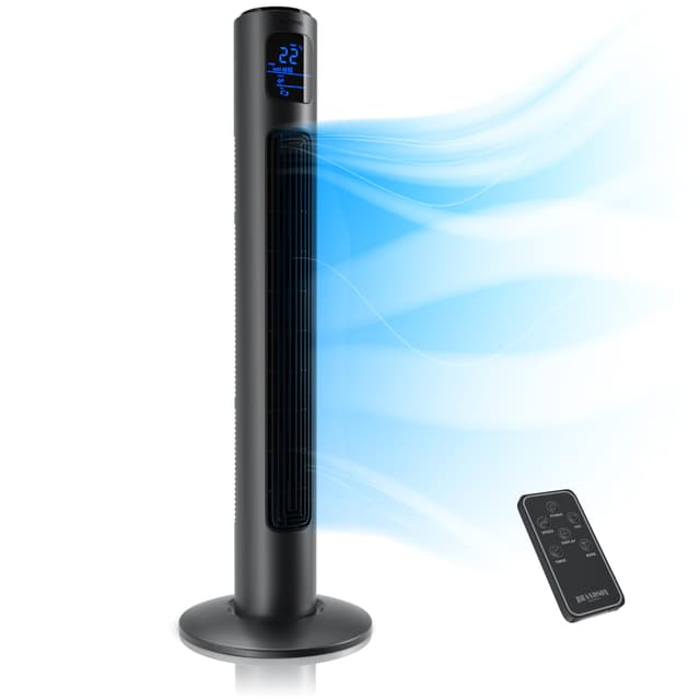 Brandson - Turmventilator mit Fernbedienung 96 cm - Preisträger 2025 - mobiler Lüfter leise - Standventilator mit Oszilation - 3 Geschwindigkeiten 3 Lüftungs-Modi Timer - Ventilator mit GS - Cool Grey C: Cool Grey