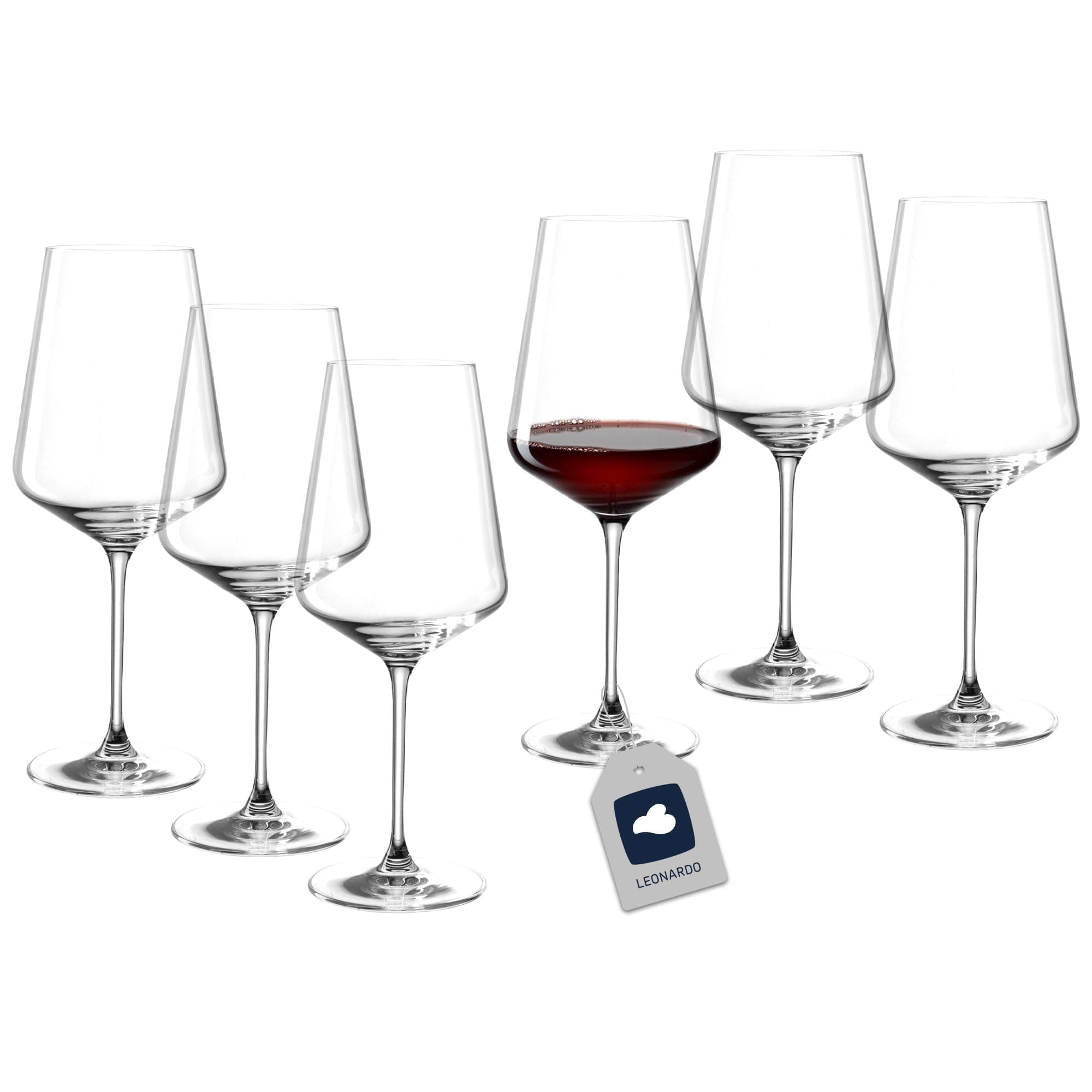 LEONARDO HOME Rotweingläser PUCCINI (6er Set) • Kratzfeste Weingläser (750 ml) • Spülmaschinenfest & Langlebig • Zeitlose Gläser für Rotwein • Modernes Design • Rotwein-Glas Puccini • 069554 Rotweinglas 750ml 6 Gläser
