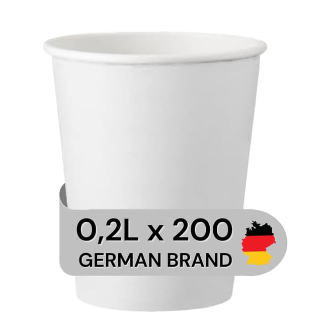 LogiPack 200 Stück Kaffeebecher weiß 8oz 200ml | hitzebeständiger Pappbecher beschichtet | Heißgetränkebecher | Kaltgetränkebecher