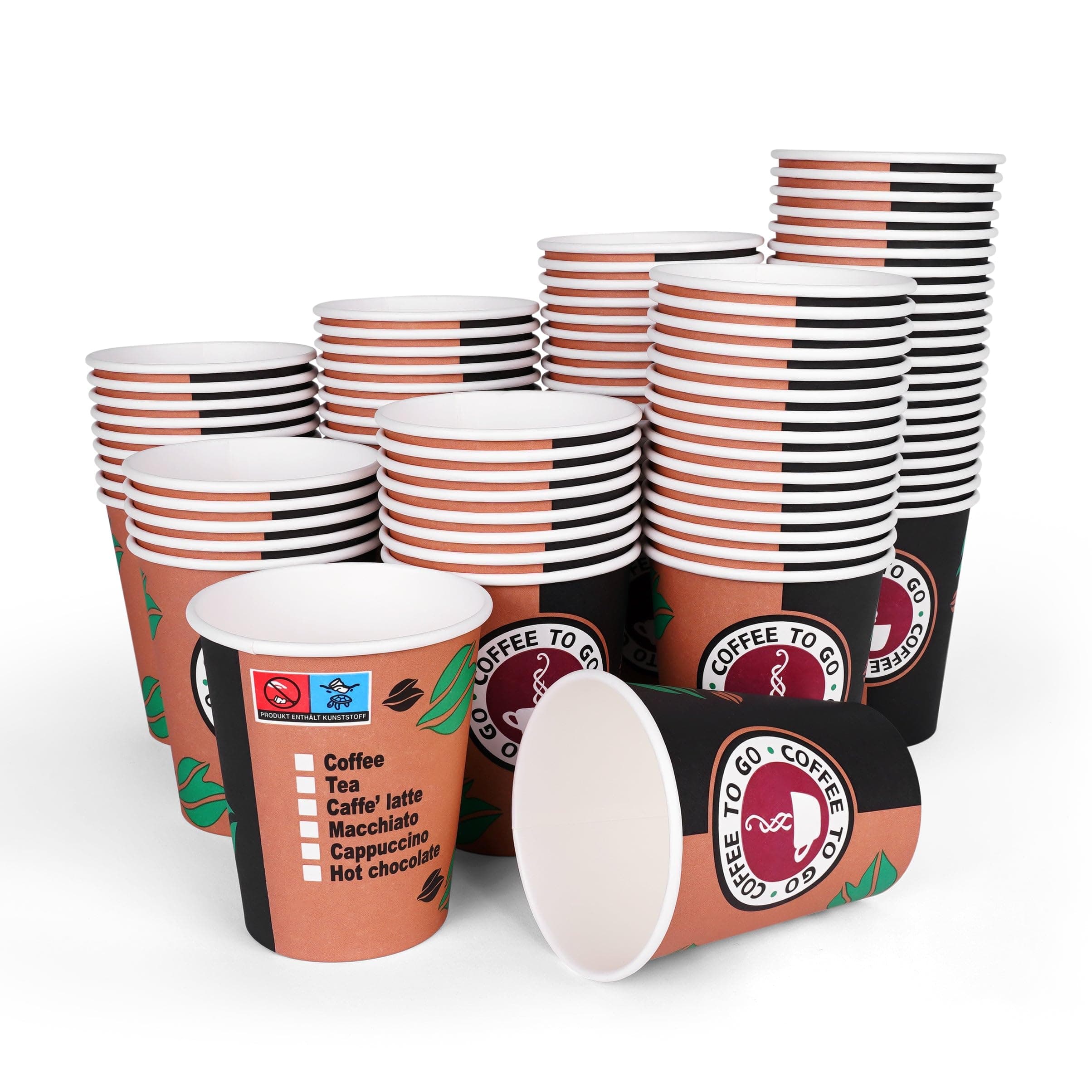 Inoverse 50 stück Pappbecher, Einweg Coffee to Go Becher - 200ml, Kaffee to go Becher Pappe, 8oz Trinkbecher für Tee, Einwegbecher, Papierbecher, Kaffeebecher to go, Kaffeetassen, Ø 80 mm 50 8 oz