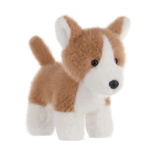 Apricot Lamb Lebendiger Corgi Hund Plüschtiere für Kinder, weiche niedliche Kuscheltier für Baby Mädchen und Jungen, Flauschige Corgi Hund Braun 19 cm