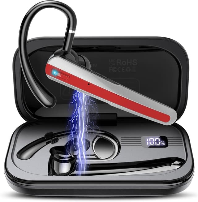 Atheewon V5.3 Bluetooth Headset, Headset Kabellos Freisprech mit ENC Dual Geräuschunterdrückung Mic, 120 Std Spielzeit In-Ear mit LED-Ladebox, Bluetooth Ohrhörer für Handy