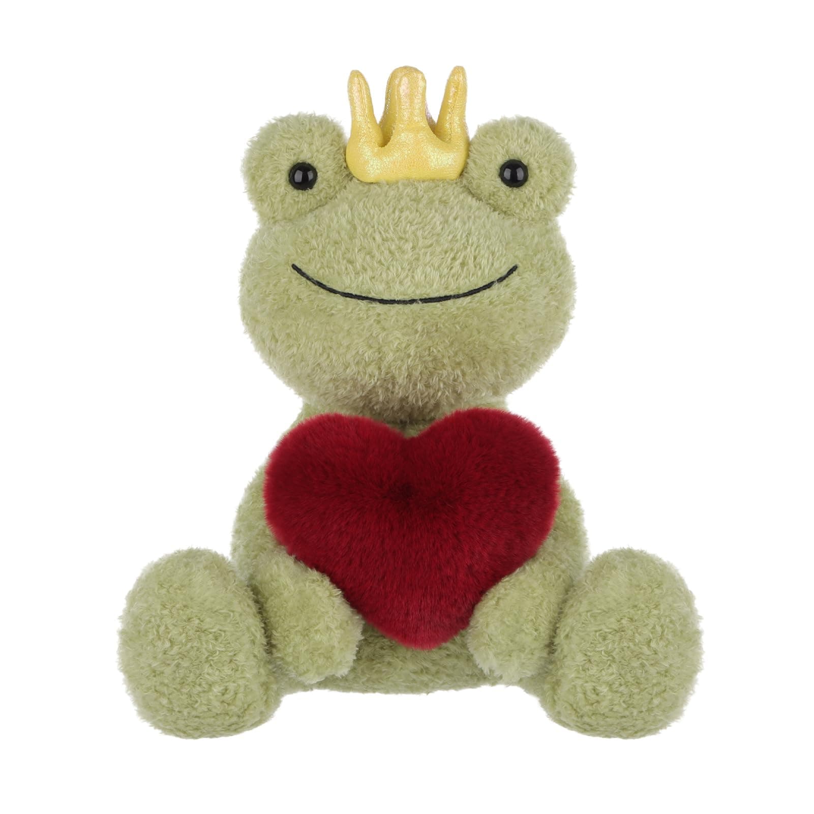 Apricot Lamb Frosch mit Herz Plüschtiere für Kinder, weiche niedliche Kuscheltier für Baby Mädchen und Jungen, Flauschige Frosch mit Herz Grün 25 cm