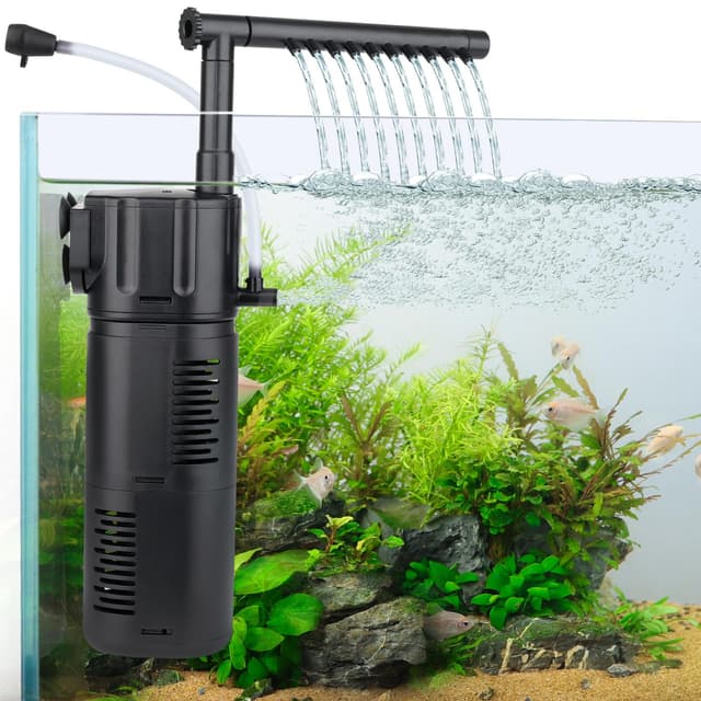 hygger Aquarium Innenfilter 1200L/H Aquarienfilter Aquarium Schwammfilter Einstellbarer,18W Ultra-leiser Aquarium-Tauchfilter für 30-80 Gallonen Tank HG153-18W