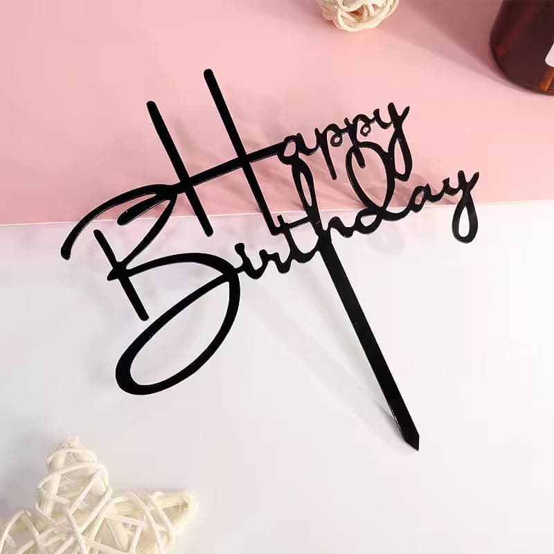 Schwarz Happy Birthday Cake Topper Acryl,Tortendeko Geburtstag,Deko Torte Geburtstag Mann Frau Mädchen Jungen,Happy Birthday Tortendeko (Schwarz 891)