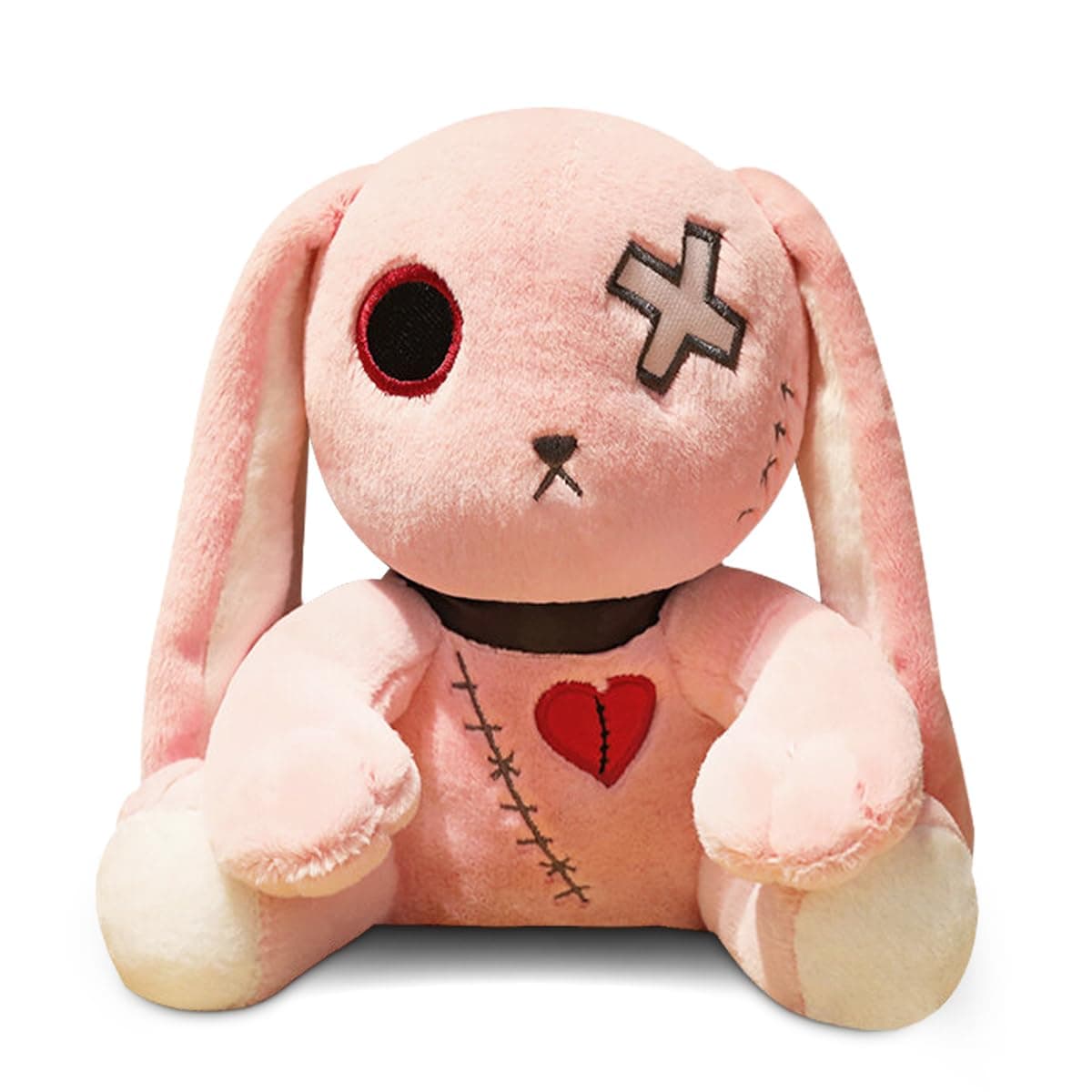 Gruseliger Gothic-Plüschhase, 12 Zoll großes verrücktes Kaninchen-Plüschtier, gruselige Hasenpuppe mit Langen Ohren, Stofftierpuppe für Ostern, Halloween, Weihnachten, Geburtstagsgeschenk (Rosa)