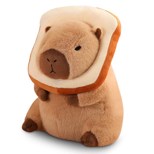 Capybara Plüschtier, Niedliche Capybara Kuscheltier Plushies Puppen Super Weiche Gefüllte Spielzeug Plüsch für Home Deko Kinder Geschenke (30cm Wearable Toast)