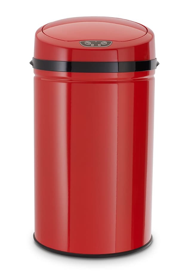 Echtwerk Büro-/Bad-/Kosmetikabfalleimer, Mülleimer mit Sensor, Touchless Abfalleimer, elektrischer Müllbehälter, Infrarot Bewegungssensor, Korpus aus Edelstahl, Fassungsvermögen 9 Liter, INOX RED