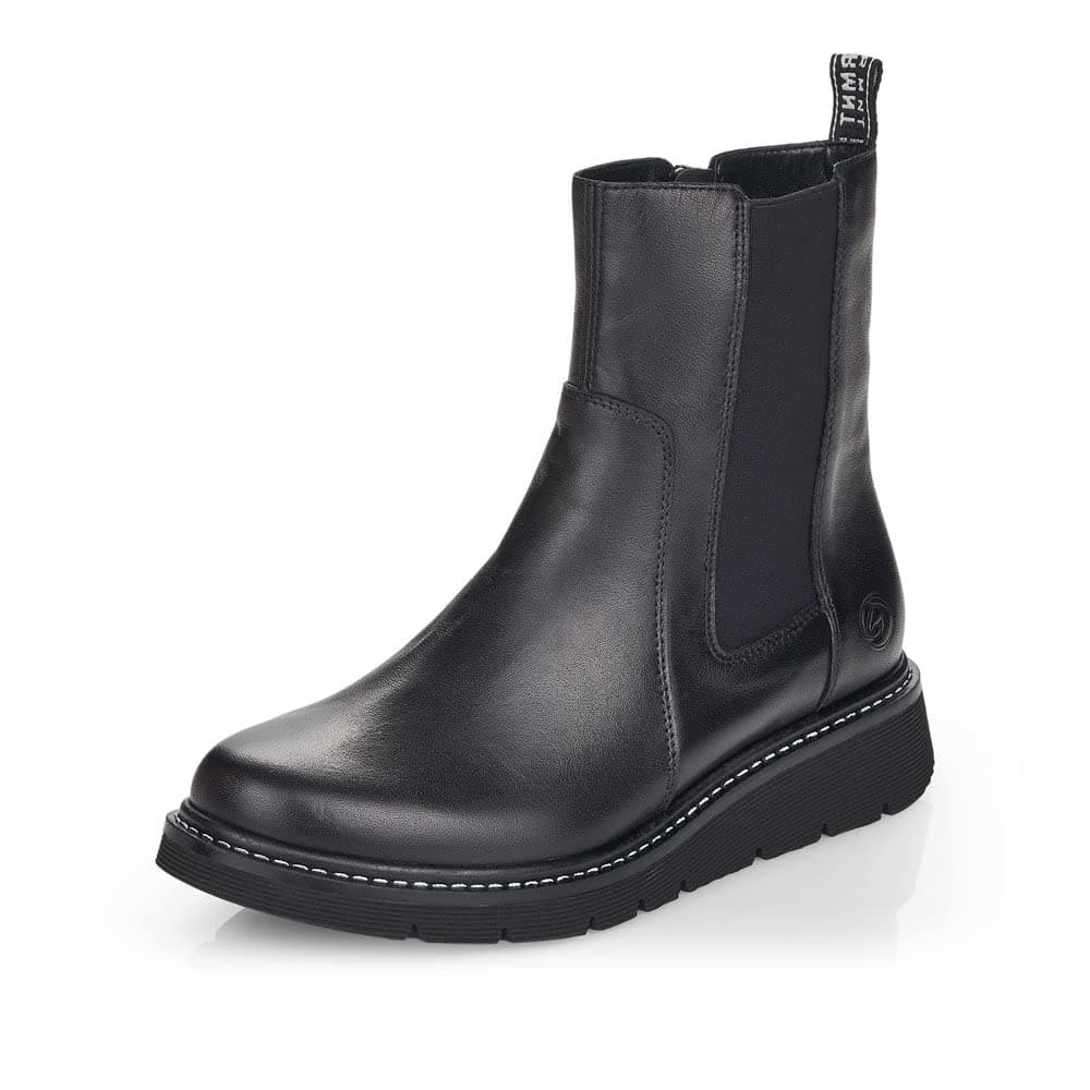 Remonte Damen D3970 Chelsea-Stiefel 44 EU Schwarz Schwarz 01