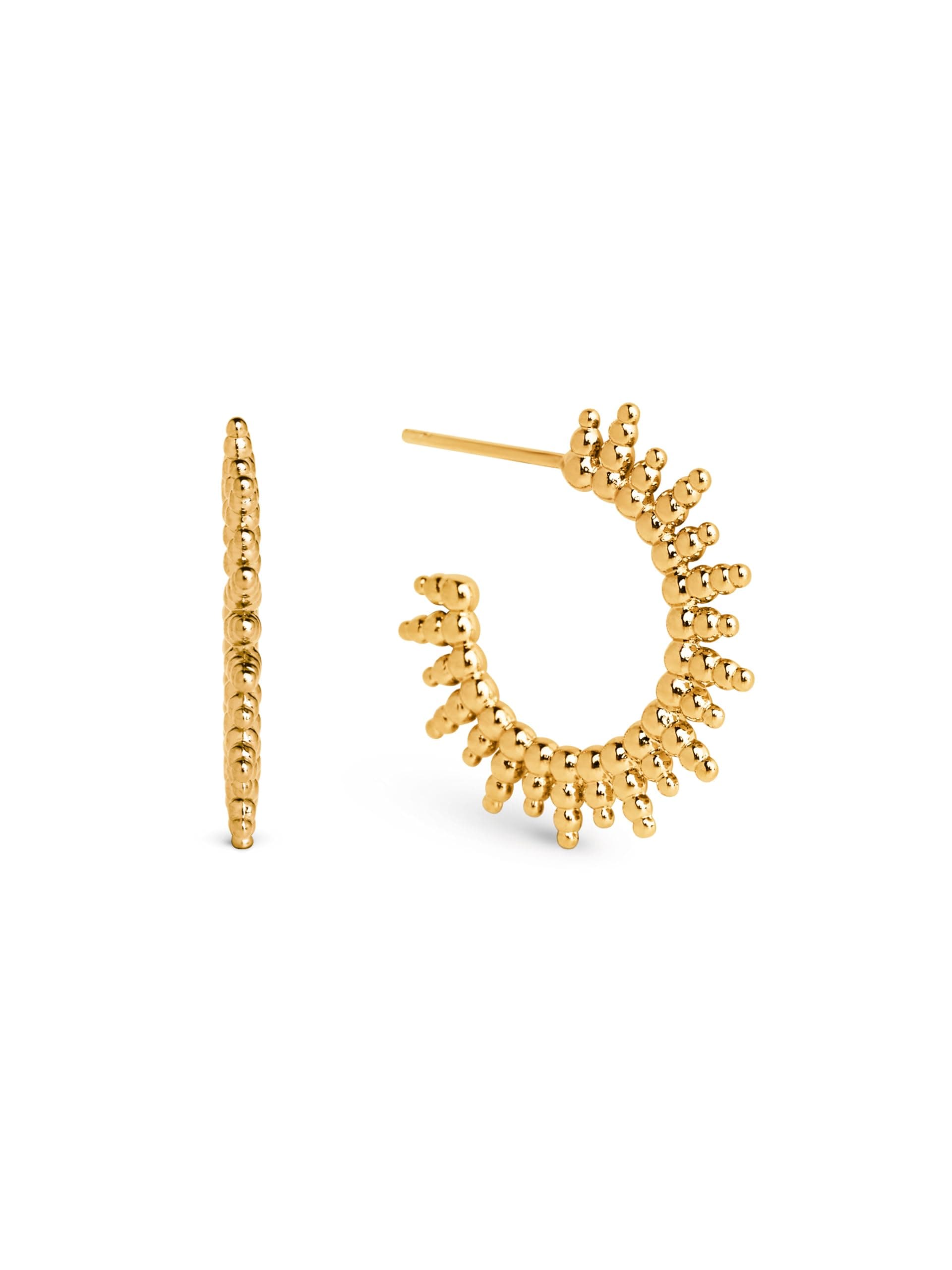 SINGULARU Pebbles Sun Ohrringe aus Messing mit 18 Karat Gold oder Rhodium, Creolen mit Steckverschluss - Damenschmuck