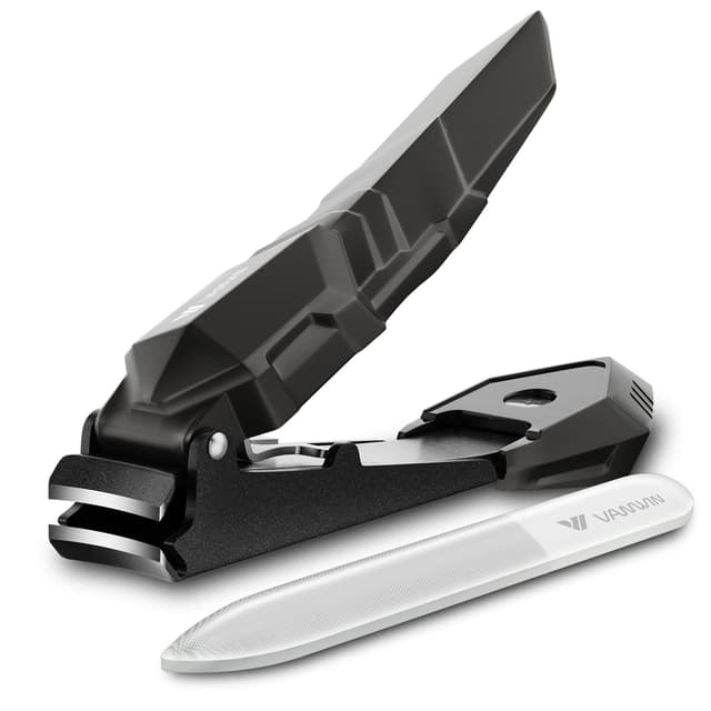 VANWIN Nagelknipser mit Auffangbehälter, Nagelknipser für Fingernagel und Fußnägel, Scharf Edelstahl Nagelknipser Groß Nagelschneider und Alles in einem Nagelzwicker, Nail Clippers für Männer Damen Schwarz