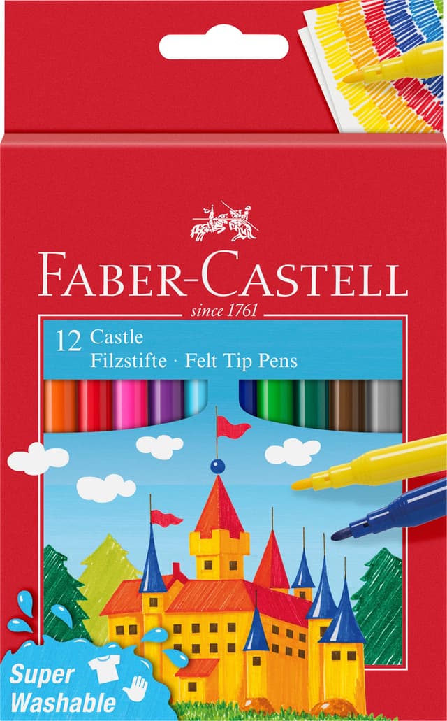 FABER-CASTELL 554201 - Filzstift Castle, 12er Kartonetui 12er Etui