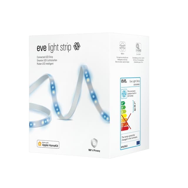 Eve Light Strip (Apple Home) – Smarter LED-Lichtstreifen, 2 m, weiß, Farbe (RGB), 1800 lm, dimmbar, selbstklebend, keine Bridge erforderlich, WiFi, WLAN, App-Steuerung Basis Produkt (2 Meter)