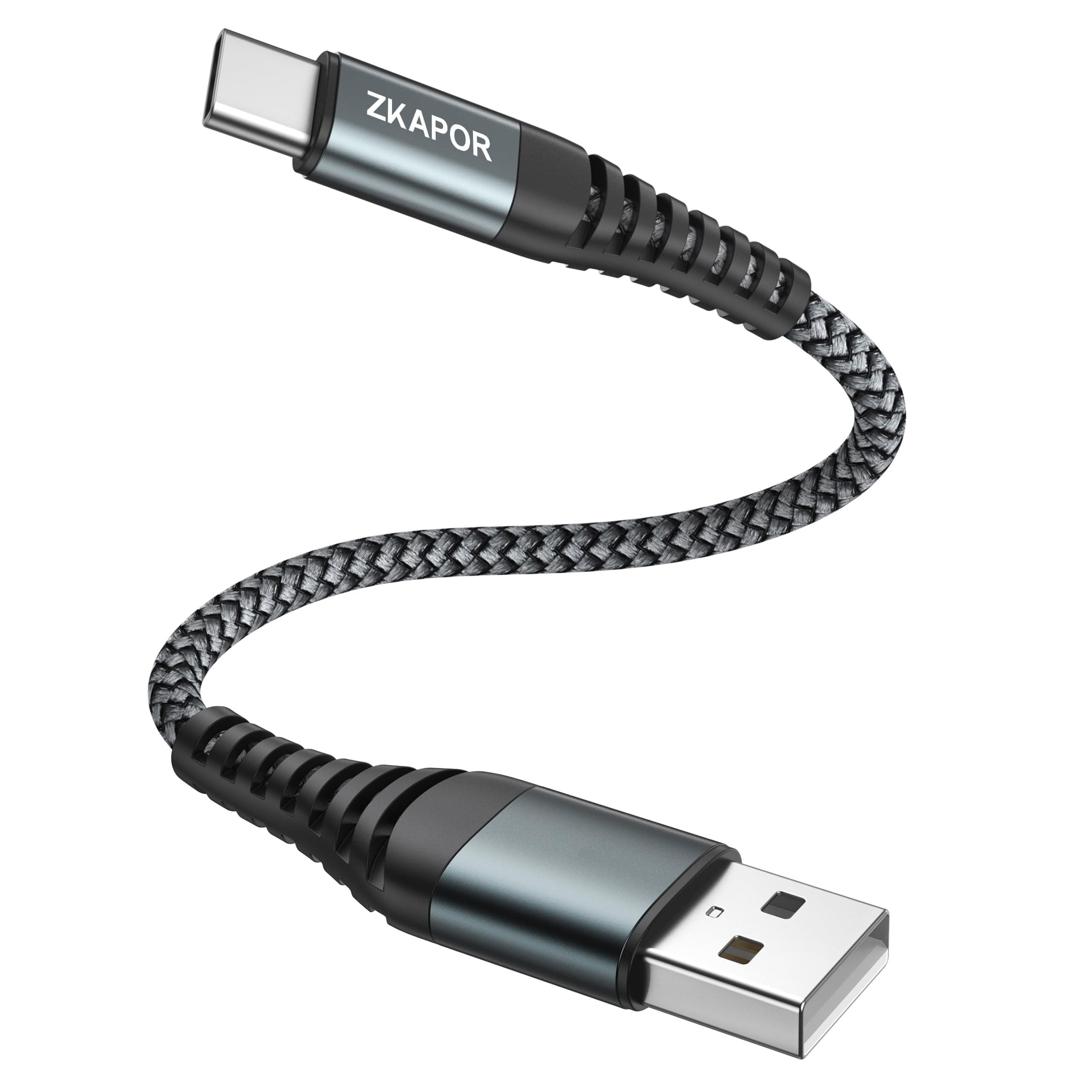 ZKAPOR USB C Kabel Kurz 30CM, Schnellladekabel USB C 3A Nylon Geflochtenes USB Kabel Typ C Kompatibel Mit iPhone 15/15 Pro Max, Samsung Galaxy S24/S23/S22/S21, Note 10, Huawei P40/P30, Google Pixel 0.3M Grau