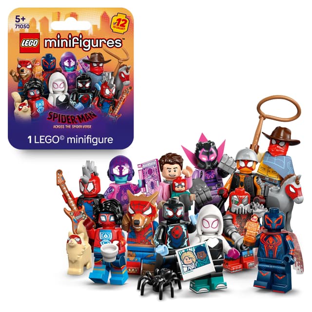 LEGO Minifigures Spider-Man: Across The Spider-Verse - 1 von 12 Spielzeugen mit Zubehör – Miles Morales & Gwen Stacy Figuren – Geschenk für Jungen und Mädchen ab 5 Jahren – Überraschungsbox - 71050