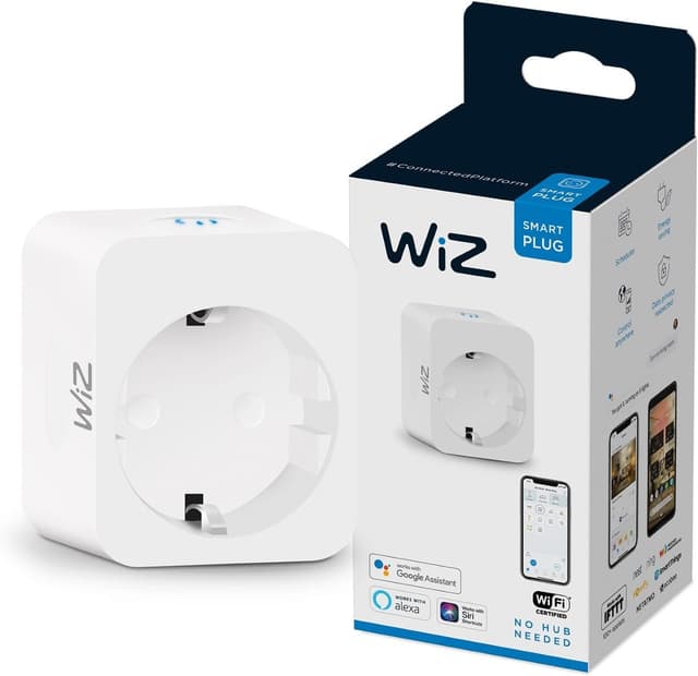 WiZ Smart Plug, smarte Steckdose, Steuerung per App/Stimme über WLAN, Einzelpack, Weiß ohne Stromverbrauchsmesser