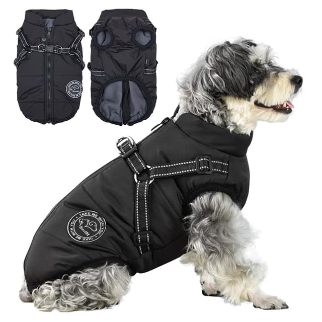Savlot Hundejacke Winterweste Jacken Hundemantel Hundepullover Haustier Skifahren Kostüm Ärmellose Baumwolle Gepolsterte Weste Mit Brustgurt Gurt - Schwarz, M M Schwarz