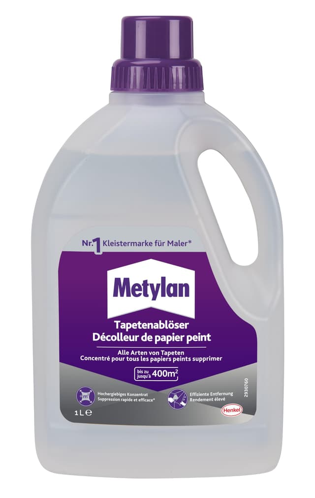Metylan Tapetenablöser Aktiv-Konzentrat, löst schnell und problemlos alle Tapeten, Raufasertapeten & Kleisterreste hochergiebiger, leicht dosierbarer Tapetenentferner, 1x1l 1 l (1er Pack) Konzentrat 1 Liter