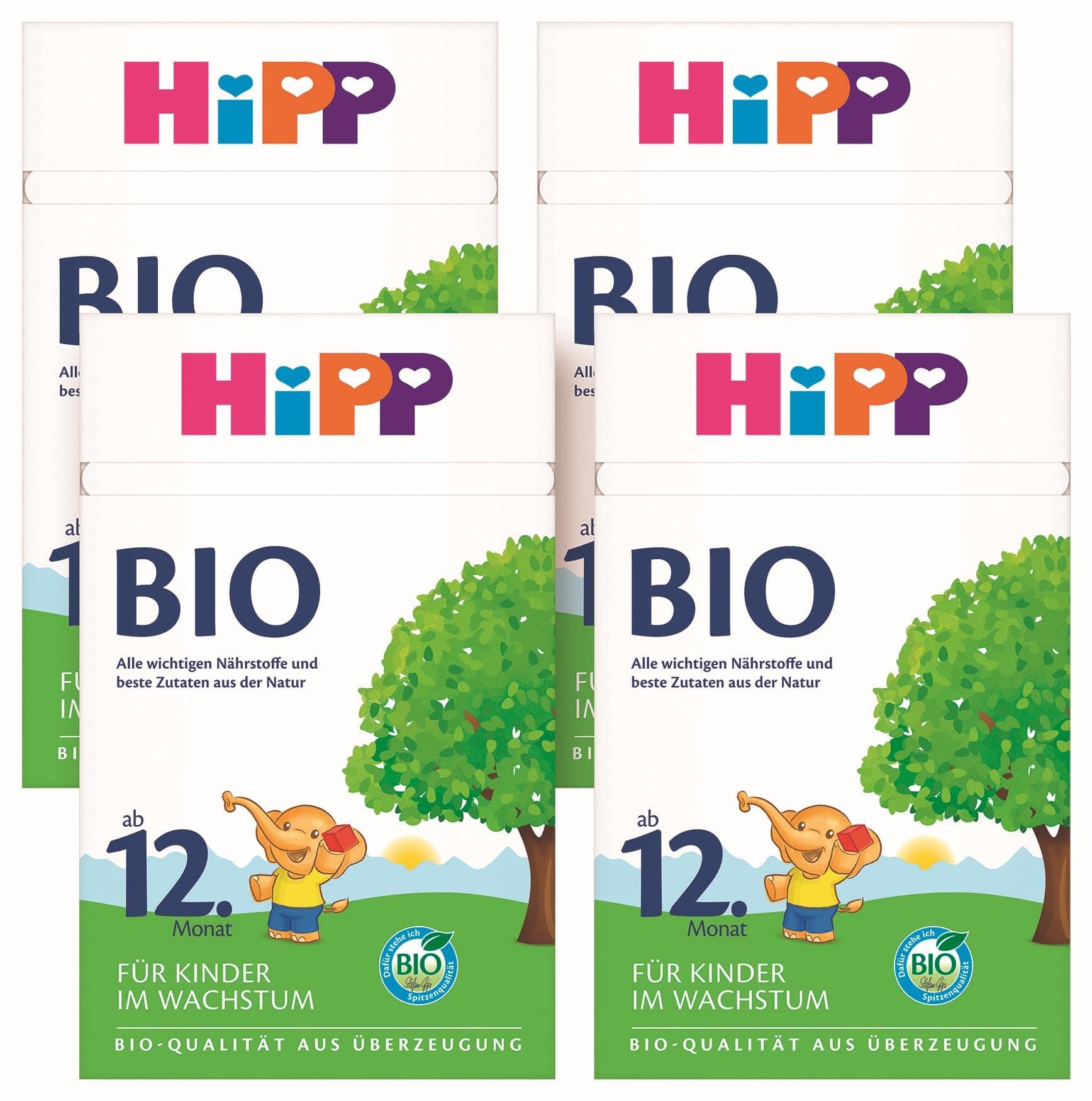 HiPP Bio Kindermilch (4 x 600g), nach 12. Monat, mit Calcium, Eisen, Vitamin C und D, für Kleinkinder im Wachstum, in bester Bio-Qualität 1 g (4er Pack)