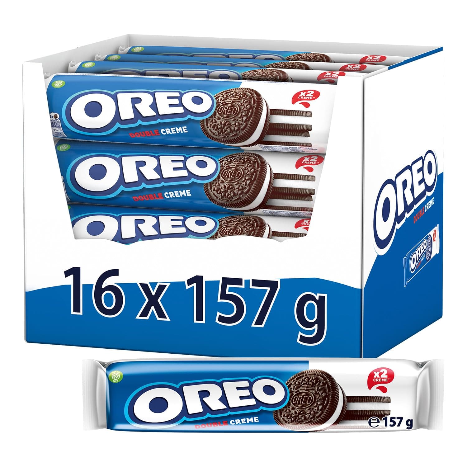 OREO Double Kakaokekse mit doppelter Crèmefüllung mit Vanillegeschmack - Vorratspack zum Teilen - 16 x 157g