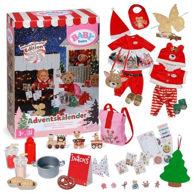 BABY born Adventskalender - 24 Überraschungen - Puppenkleidung & Accessoires für 43 cm Puppen - Hochwertiges Puppenzubehör für Weihnachten