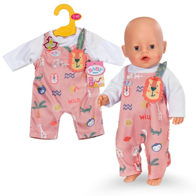 BABY born Strampler mit Langen Ärmeln & Dschungelmotiven - Hochwertiges Puppenzubehör - Kleidung geeignet für Puppen der Größe 43 cm