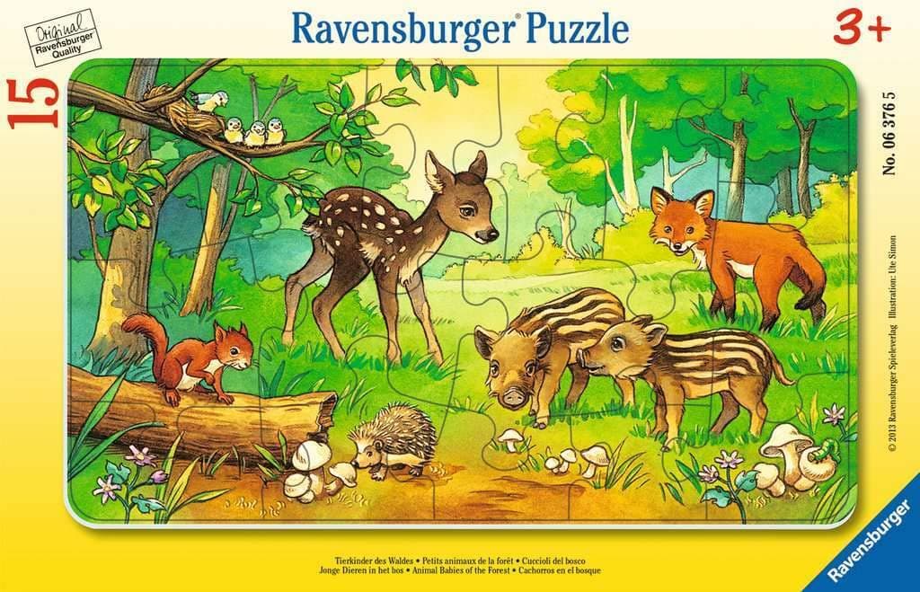Ravensburger Kinderpuzzle - 06376 Tierkinder des Waldes - Rahmenpuzzle für Kinder ab 3 Jahren, mit 15 Teilen Klassisch