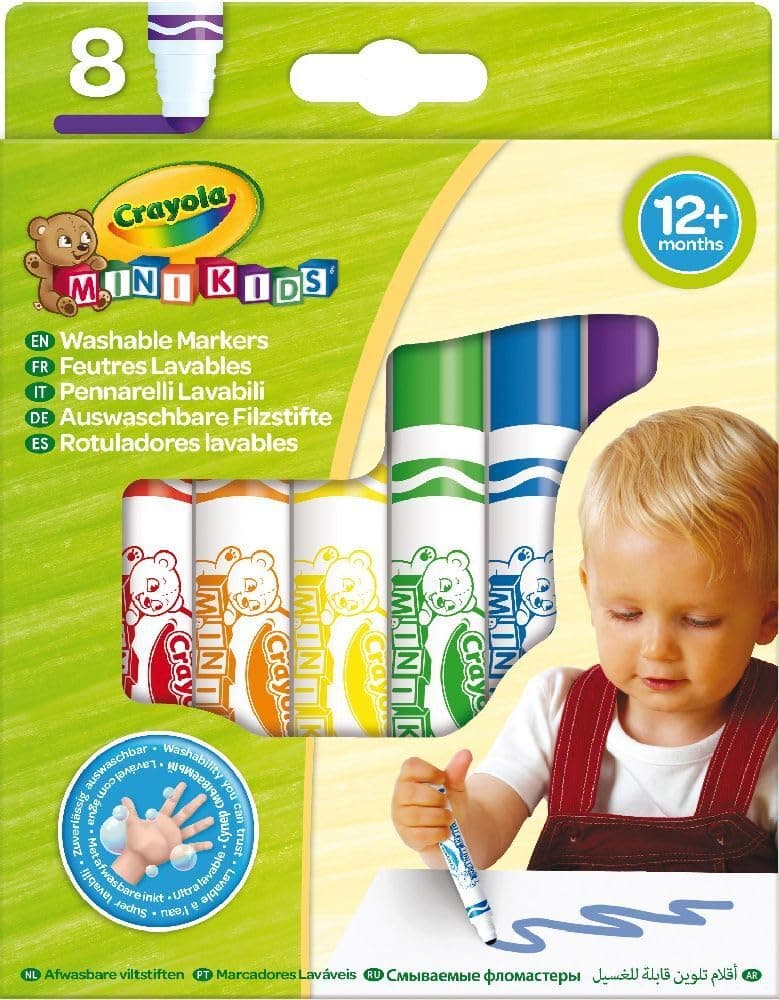 CRAYOLA Mini Kids Filzstifte Kinder Auswaschbar, Ungiftige, Bastel Set, Fasermaler Kinder, Malstifte Set Für Kleinkinder In 8 Farbtönen, ab 1 Jahr, 8324 Set mit 8 Stück