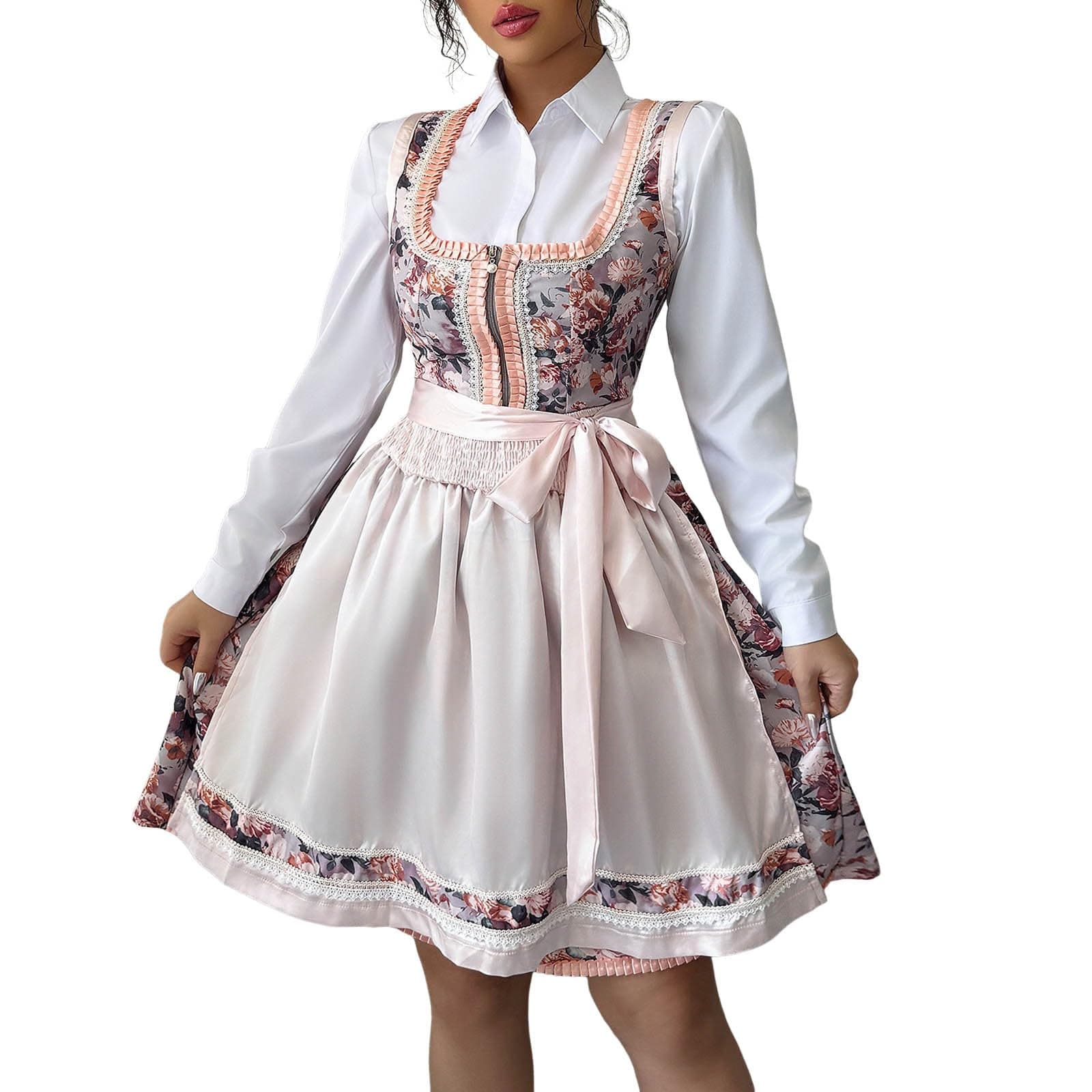 2025 Dirndl Dirndlkleider Damen Oktoberfest Kostüm Damen Deutsche Kleider Für Oktoberfest Frauen Bierkostüm Rose S