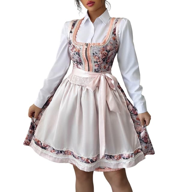 2025 Dirndl Dirndlkleider Damen Oktoberfest Kostüm Damen Deutsche Kleider Für Oktoberfest Frauen Bierkostüm Rose S