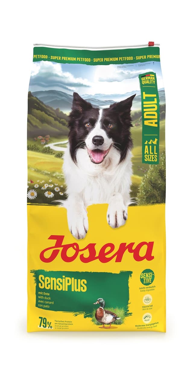 JOSERA Adult SensiPlus Ente & Reis (1 x 12,5 kg) | Premium Trockenfutter für ausgewachsene empfindliche Hunde | mit viel Biotin für gesunde Haut & Fell | hoch verdaulich | glutenfrei | 1er Pack 2025 (NEU) 12.5 kg (1er Pack)