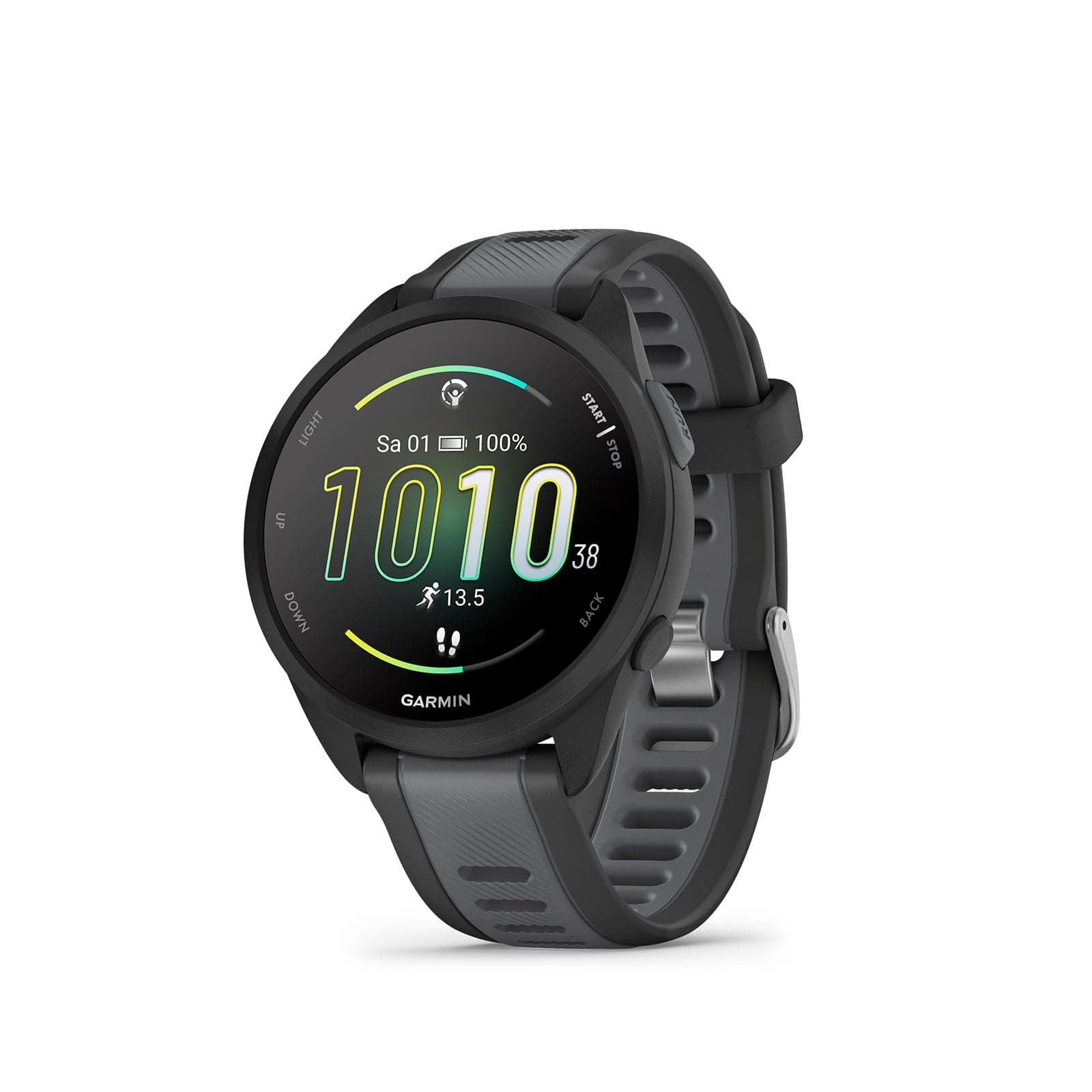 Garmin Forerunner 165 43mm - Lauf-Smartwatch, 1,2" AMOLED Touchscreen, bis zu 11 Tage Akkulaufzeit, 25+ Sport-Apps, Trainingsempfehlungen, Gesundheitsdaten, smarten Funktionen Non-Music Schwarz