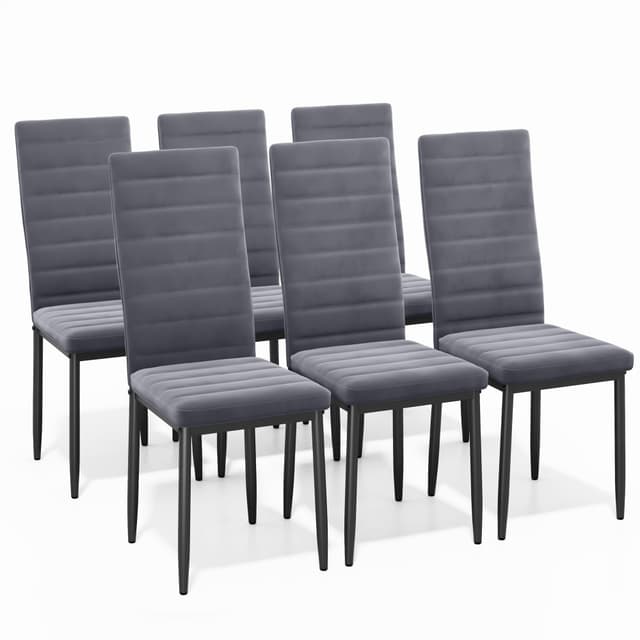 Bealife Esszimmerstuhl 6er-Set, Esszimmerstühle für Küche und Esszimmer, gepolsterte Samtstühle mit hoher Rückenlehne, modern (Dunkelgrauer Samt, 6er Set) 6er Set Dunkelgrauer Samt