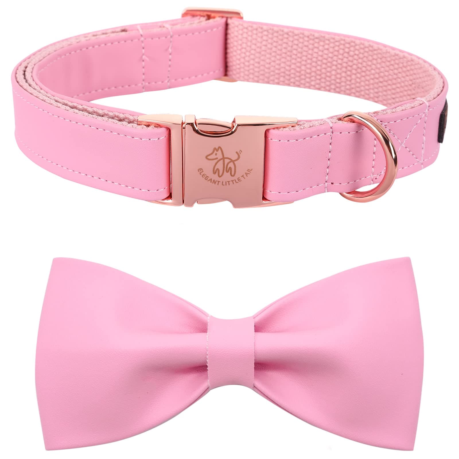 Elegant little tail Hundehalsband mit Schleife - Pink Hundehalsband mit Schleife Premium-Halsband Mädchen Jungen Hundehalsband Niedliches Hundehalsband für mittelgroße Hunde Medium (Pack of 1) Pink