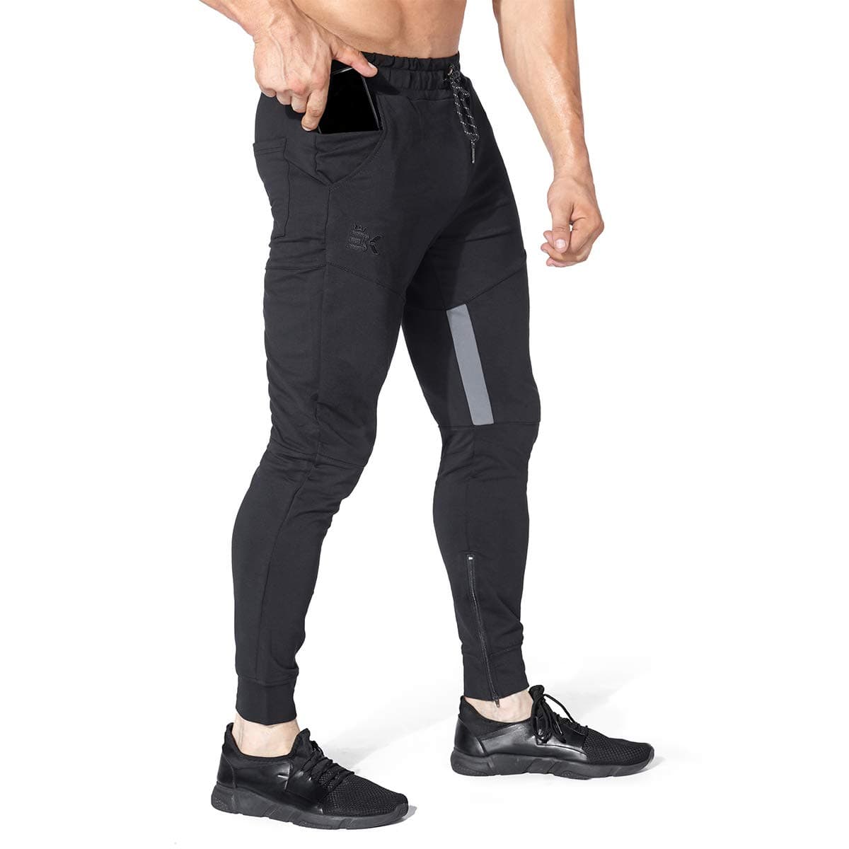 BROKIG Jogginghose Herren Baumwolle Sporthose Joggers Trainingshose Fitness Slim Fit Hose XXL Schwarz