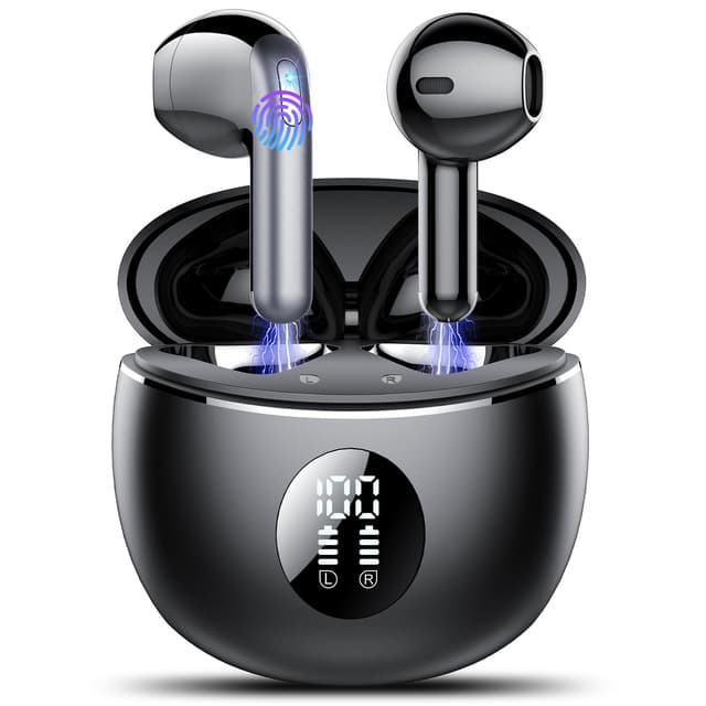 Bluetooth Kopfhörer, In Ear Kopfhörer Kabellos Bluetooth 5.4 Kabellose Kopfhörer mit 4 Mic, 2025 Kabellose Kopfhörer 50 Std ENC Noise Cancelling Earbuds Tiefer Bass, IP7 Wasserdicht Ohrhörer, USB-C Mattschwarz