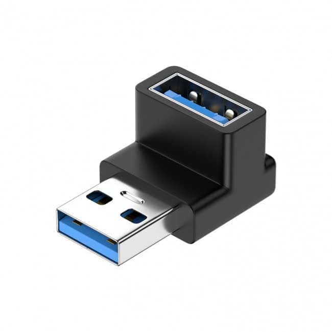 CY 10 Gbit/s USB 3.0 Stecker auf Buchse, Verlängerungskabel, Daten-Video-Adapter, 90 Grad nach oben abgewinkelt Black Up Angled 90 Degree