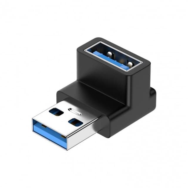 CY 10 Gbit/s USB 3.0 Stecker auf Buchse, Verlängerungskabel, Daten-Video-Adapter, 90 Grad nach oben abgewinkelt Black Up Angled 90 Degree