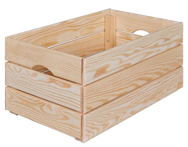 Inter Link - Holzkiste - Stapelkiste massivholz – Aufbewahrungskiste, Für Obst, Gemüse, Wein, Garten, Bad, Spielzimmer – Platzsparend, praktisch – 51 x 31,5 x 23cm Valloni M 51 x 31,5 x 23 Natur