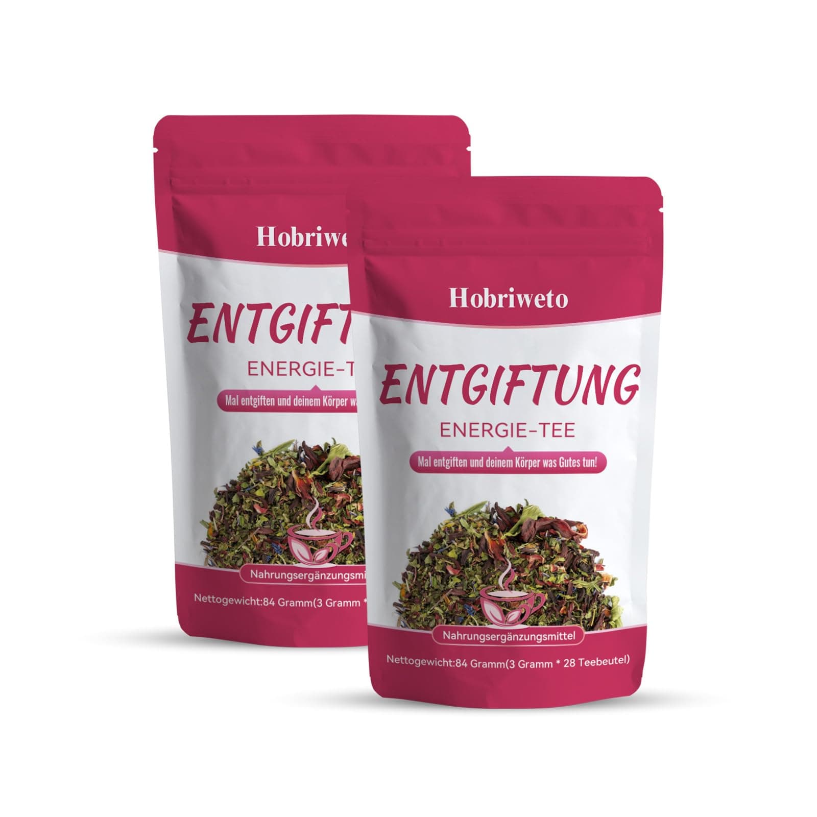 Detox Tee zum Abnehmen – 56 Tage Natürliche Abnehmentee Kräutertee mit Grüntee & Löwenzahn. Unterstützt Gewichtsverlust, Entgiftung & Verdauung. Vegan, hochwirksam mit Pfirsichgeschmack weiß