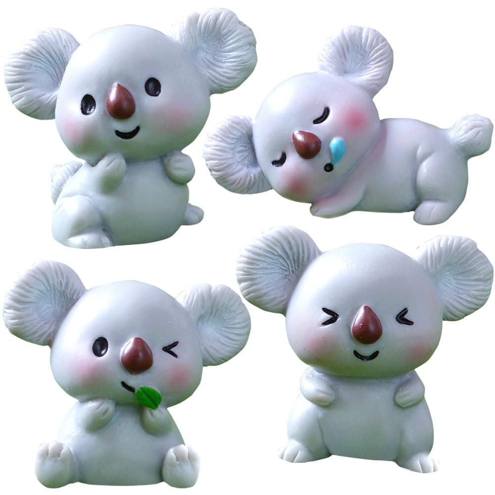 YGCHEN Mini Koala Figuren Tortendeko Koala Figur Dekoration Miniatur Tierfiguren DIY Micro Landschaft Koala Harz Ornament Kindergeburtstag Spielzeug 8 Stück