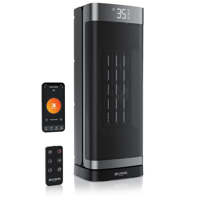 Brandson - Heizlüfter Wlan - Fernbedienung - Preisträger - 2000 Watt - ECO Modus energiesparend leise - WiFi Steuerung mit App - Oszillation - Bad Wohnzimmer Büro Kinderzimmer B: mit Wlan