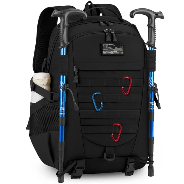 RAINSMORE Militär Rucksack 43L Trekkingrucksack Tactical Backpack Große Molle Military Wanderrucksäcke für Outdoor Camping Taktischer Assault Wandern Reisen Schwarz