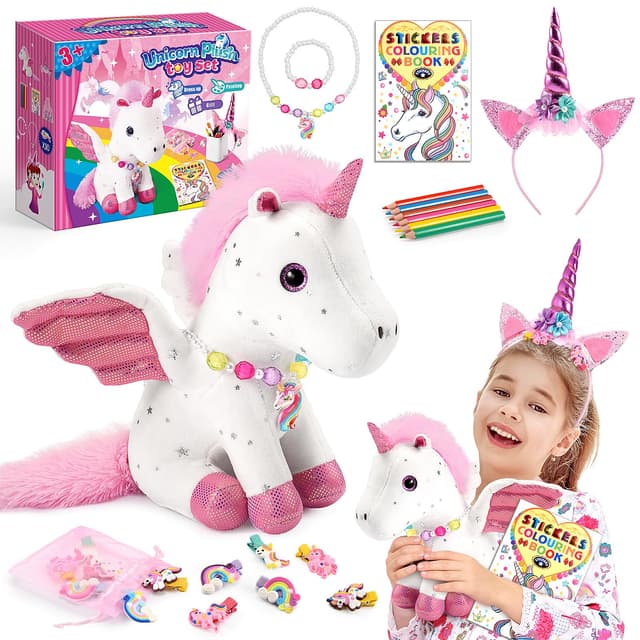 EUCOCO Einhorn Geschenke für Mädchen, Einhorn Spielzeug ab 4 5 6 7 8 Jahre Mädchen Kuscheltier Geschenke (Mehrfarbig)