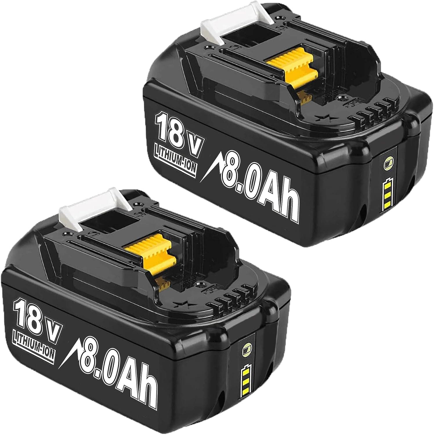 2X 18V 8.0Ah Ersatzakku für Makita, Powtree Akku für Makita 18V BL1860B Kompatibel mit BL1860 BL1850 BL1850B BL1840 BL1840B BL1830 BL1830B BL1815 LXT Akku-Elektrowerkzeuge mit LED-Anzeige 8.0Ah Akku