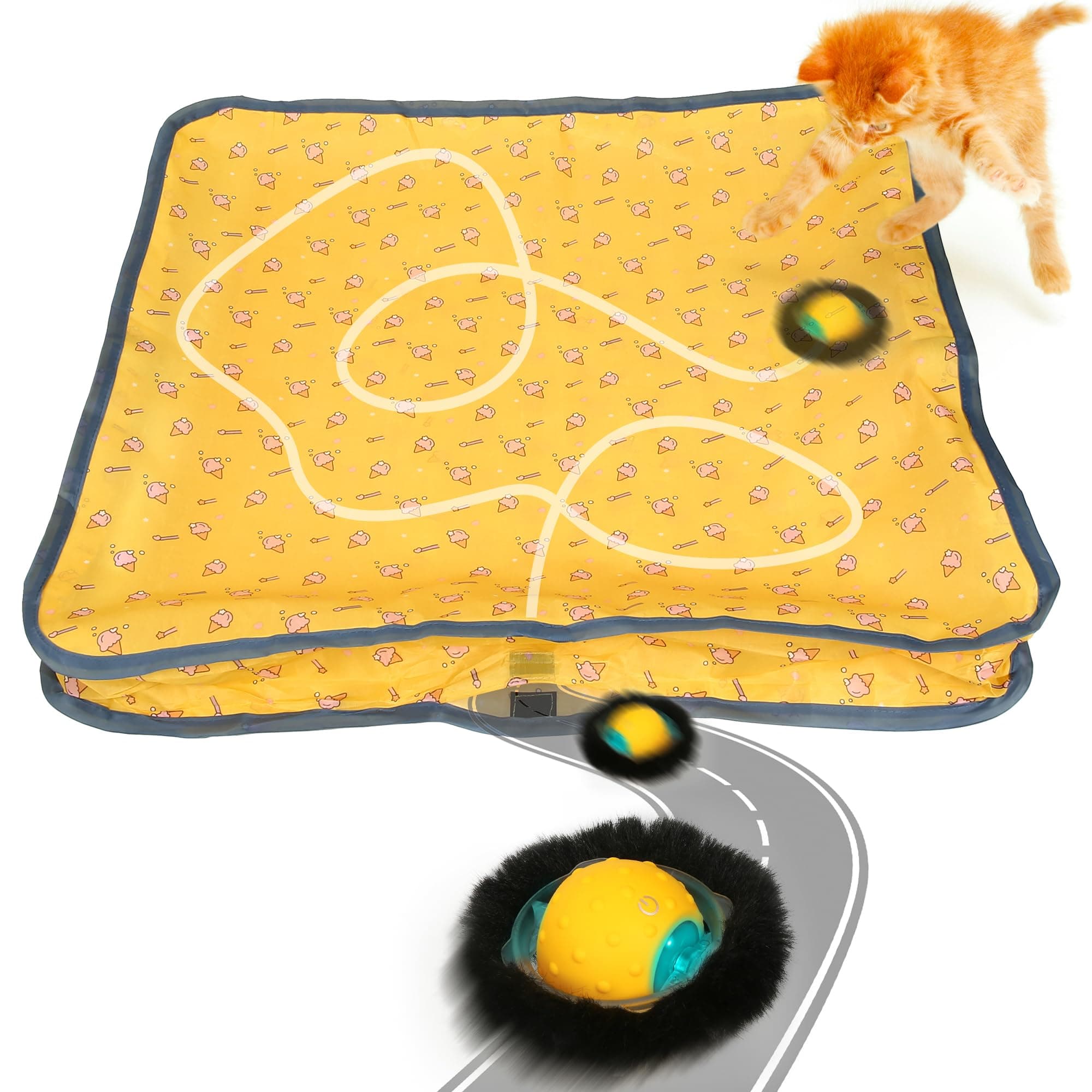 Interaktives Katzenspielzeug Selbstbeschäftigung, Leises Elektrisch Spielzeug Katzen Für Erwachsene Katzen Wohnungskatzen, Zwitschern, Bewegungsaktiviertes, Weihnachtsspielzeug Geschenk (Gelb)