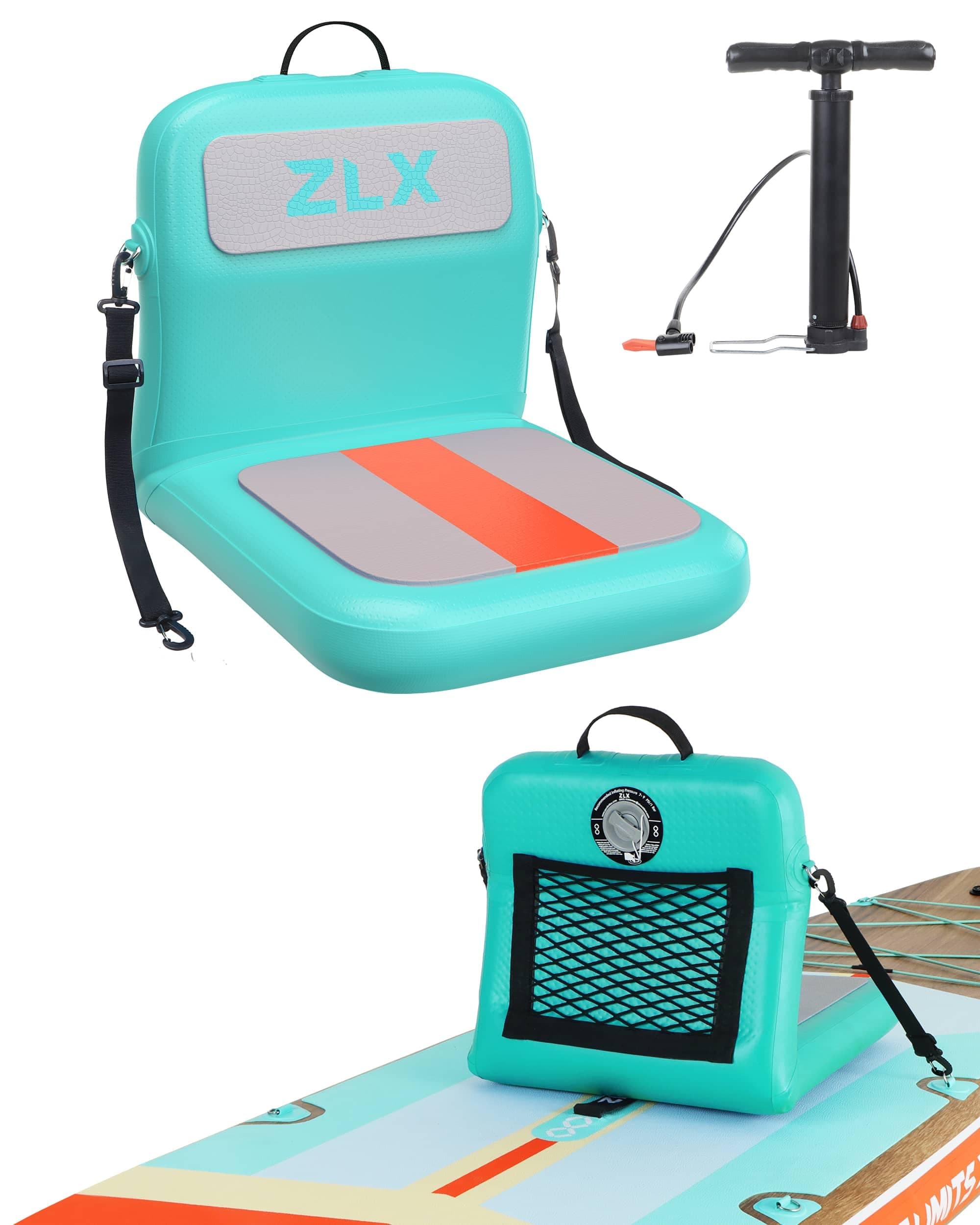 ZLX Paddle Board Sitz mit Rückenlehne, Tragbarer Kajaksitz, Universeller Aufblasbarer Sitz für Outdoor Angeln Kajak Camping Grün