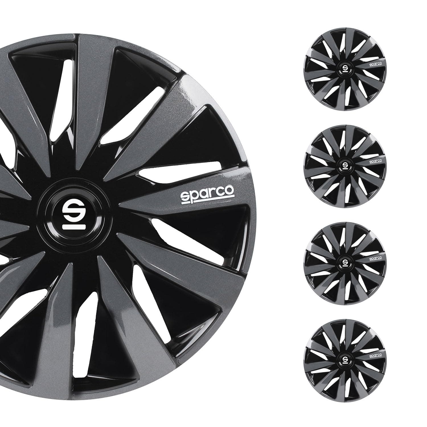 Sparco SPC1591BKGR wheel covers Lazio 15-inch black/grey Single